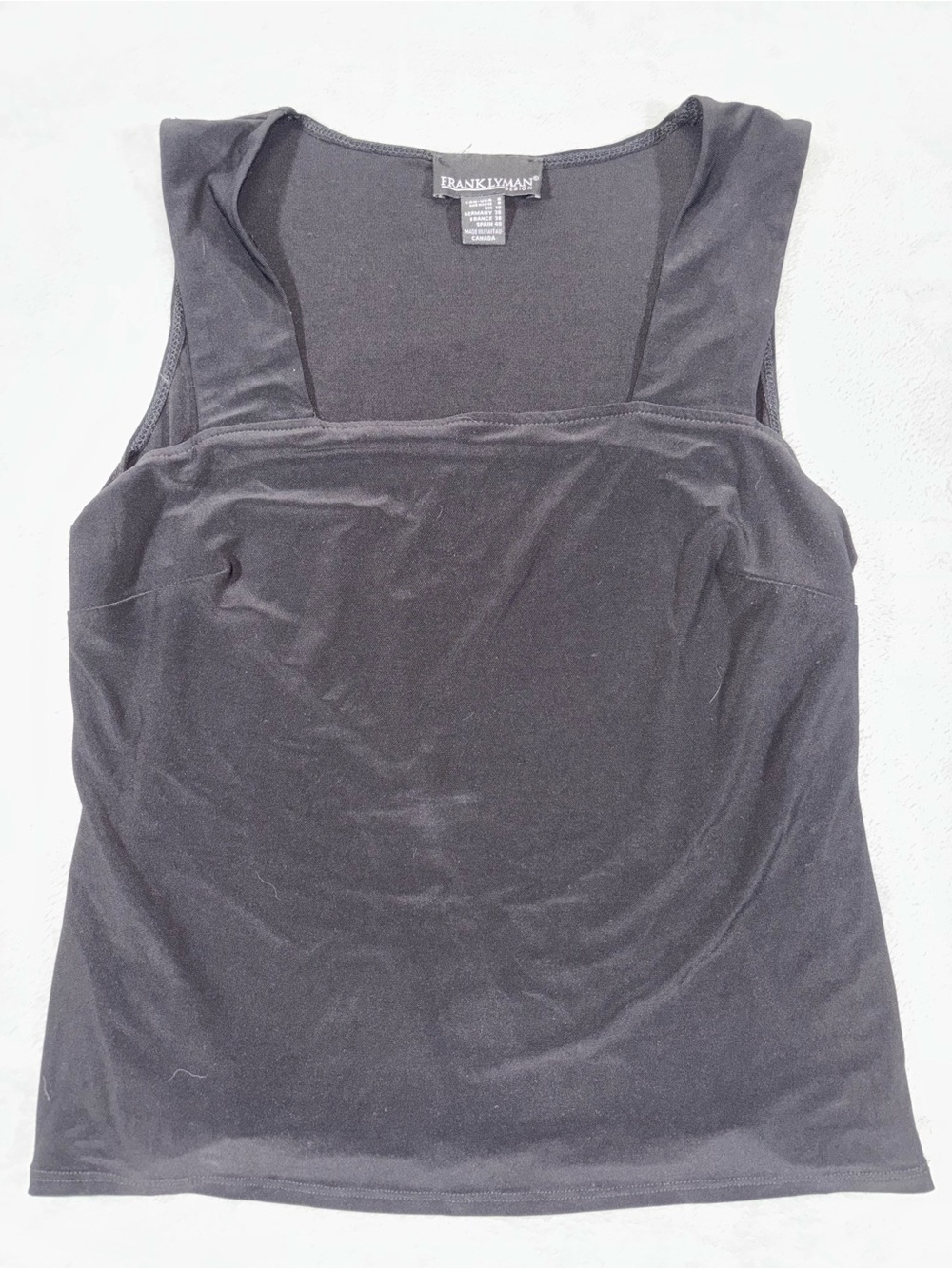 Frank Lyman Design Black Square Neck Tank Top Blouse - Size 8